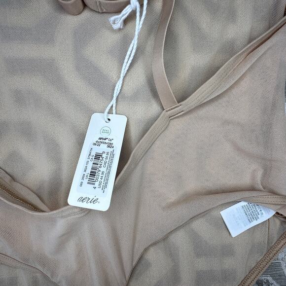 Aerie SMOOTHEZ by AERIE SHEER Mesh BODYSUIT Thong‎ size L NWT Adjustable Straps - Picture 5 of 8
